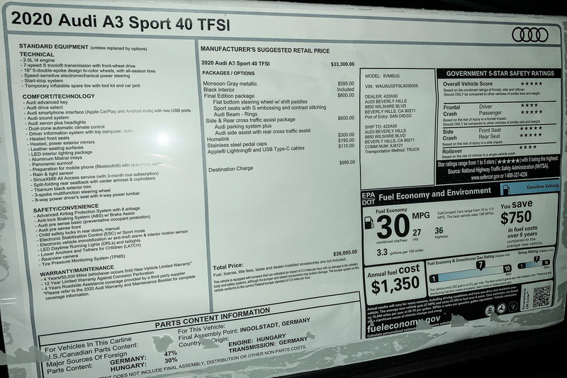 New 2020 Audi A3 Sedan Premium Sedan in #LA039355 ...